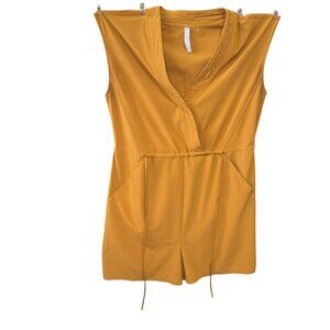 Athleta Marlow Mustard Romper Size M | Sleeveless Drawstring Waist